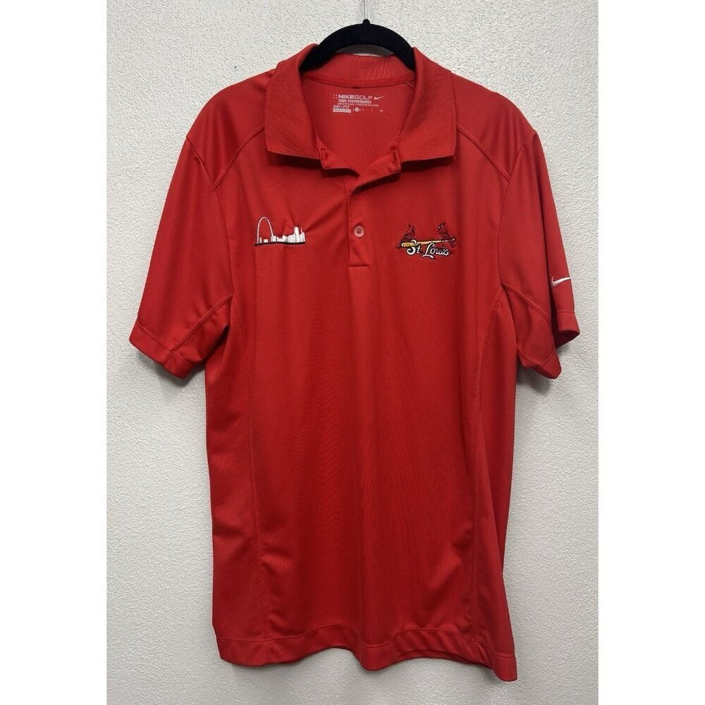Nike Golf St Louis Cardinals Polo Shirt Mens Small Red Dri Fit Embroidered MLB